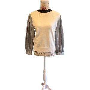 Veronica Beard White and Black Striped Blouse